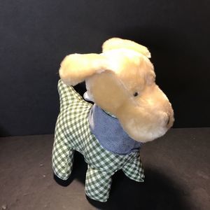 SPRINGMAID PLAID PUPPY DOG TAN GREEN GINGHAM  10" PLUSH SPRINGS BABY STUFFED TOY